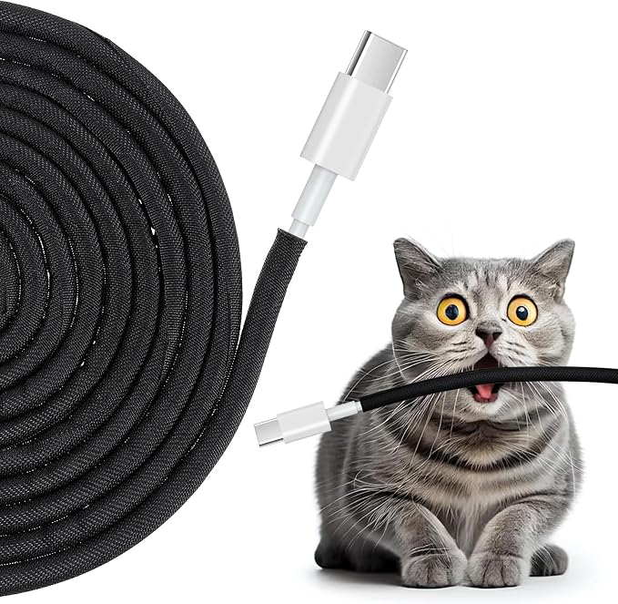 Cord Protectors from Pets No Chew 16ft - 5/16 Inch Wire Protector for Cats Cable Management Cable Sleeve Cable Organizer Cord Cover for Computer Electric Wires Phone Charging Cables Black