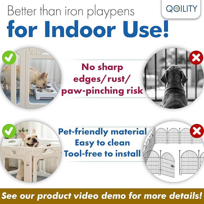 Clear Acrylic Indoor Dog Playpen, 30" H, 12 Panels, White | Open View, Modern Home Fit, No Climbing Bars, Tool-Free Setup, For Puppies & Small Dogs