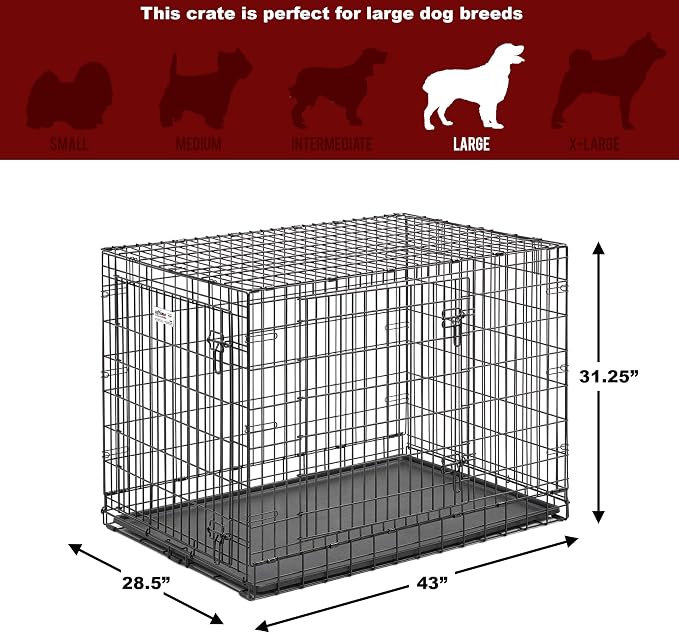 MidWest Homes for Pets Ultima Pro Heavy-Duty 42-Inch Dog Crate, Ultra-Strong Steel Double Door Pet Cage for Large Breeds, Accessories Included