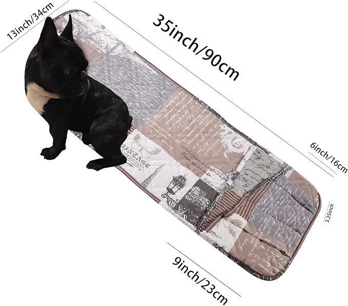 Brilliant Sunshine Latte Grey Toile Couch Armrest Cover, 35"×13" | Washable Magazine Holder, Armrest Organizer & Caddy on Sofa, Recliner, Armchair, Storage for Remote Controls, Phone, iPad