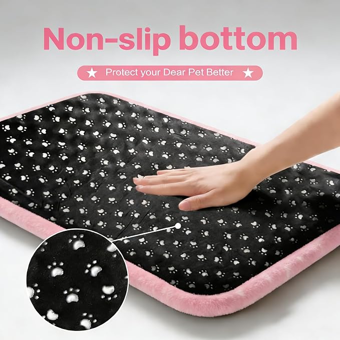 Dog Bed Mat, Reversible Crate Pad & Durable Dog Bed - Machine Washable Kennel Mat with Ultra Soft for Medium Dogs (Big&Small Stars Pink, 30" L*20" W*1.5" Th)
