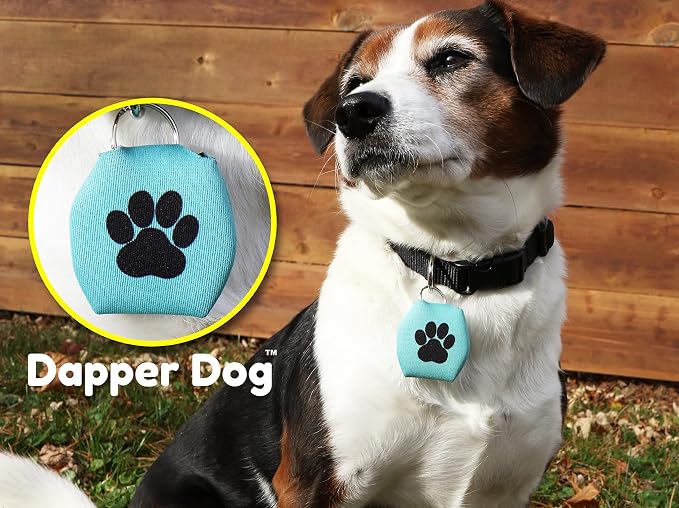 Dapper Dog - Dog Tag Silencer with Tag Ring (Teal with Black Paw Print)