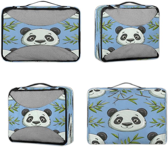 Packing Cubes for Travel, Wild Animal Print Travel Luggage Packing Organizers for Women Men, Large Custom Toiletries Bag for Cosmetics Toiletries, Pandas
