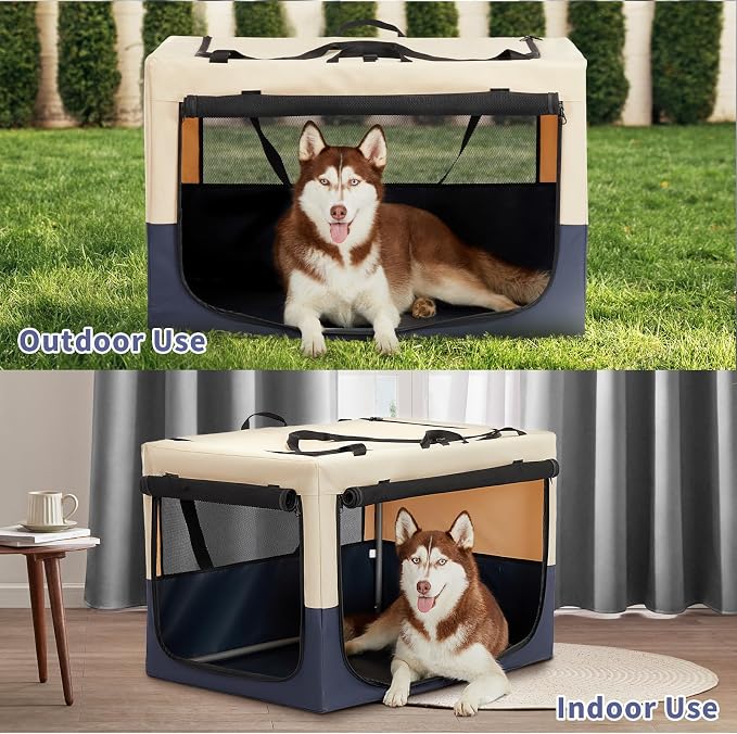 A 4 Pet 36-in Collapsible Soft Dog Crate, Large Dogs, Travel | patented screw frame, Lockable zippers, waterproof base, washable cover, outdoor/indoor/car