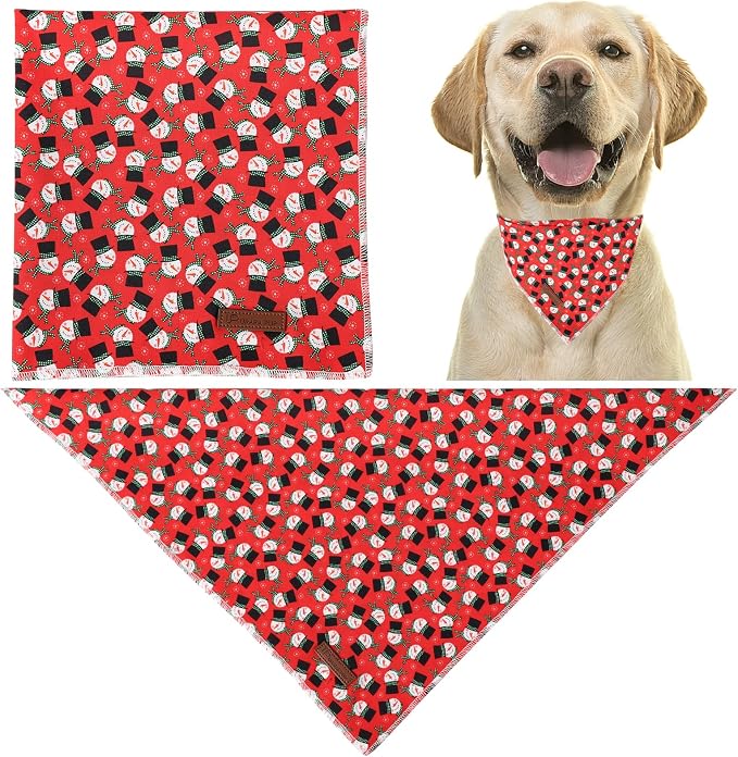 Christmas Dog Bandana, Christmas Tree Triangle Bid Scarf for Small Medium Dogs, Red Cotton Pet Kerchief,Cute Winter Bandana for Girl Boy Puppys