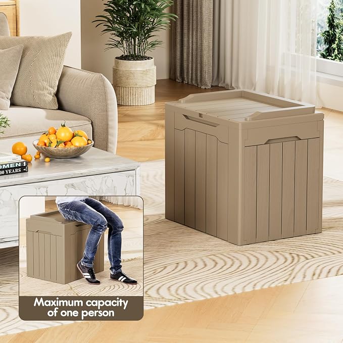 YESHOMY 30 Gal Plastic Storage Bins with Lid Stackable Box Organizers for Living Room, Office, Dorm, 2 Pack, Light Brown