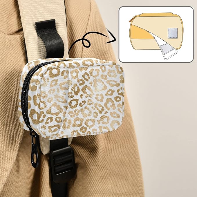 Gold Leopard Print Pill Case, Weekly Portable Pill Bag Container 7 Days Pill Box Organizer Vitamin Supplement Holder with Zipper for Travel Family Business