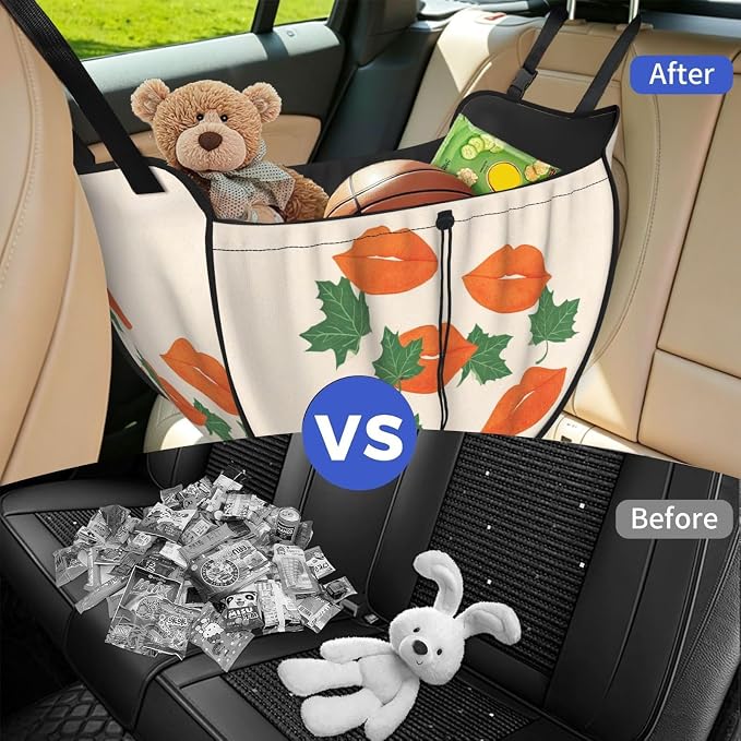 Lip Leaf Car Seat Organizer-Backseat Storage Bag for Travel | Waterproof Durable. Holds Snacks Gear Essentials. Fits Most Cars.