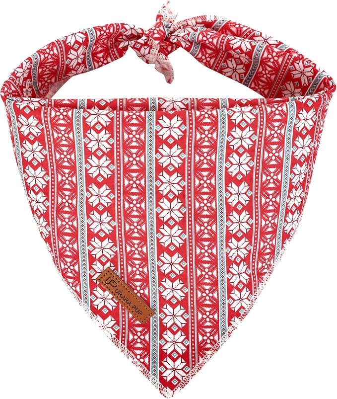 Christmas Dog Bandana - Snowman Triangle Bib Scarf for Girl Boy Dogs, Cotton Pet Kerchief, Cute Red Adjustable Winter Puppy Accessory for Small Medium Large Dogs