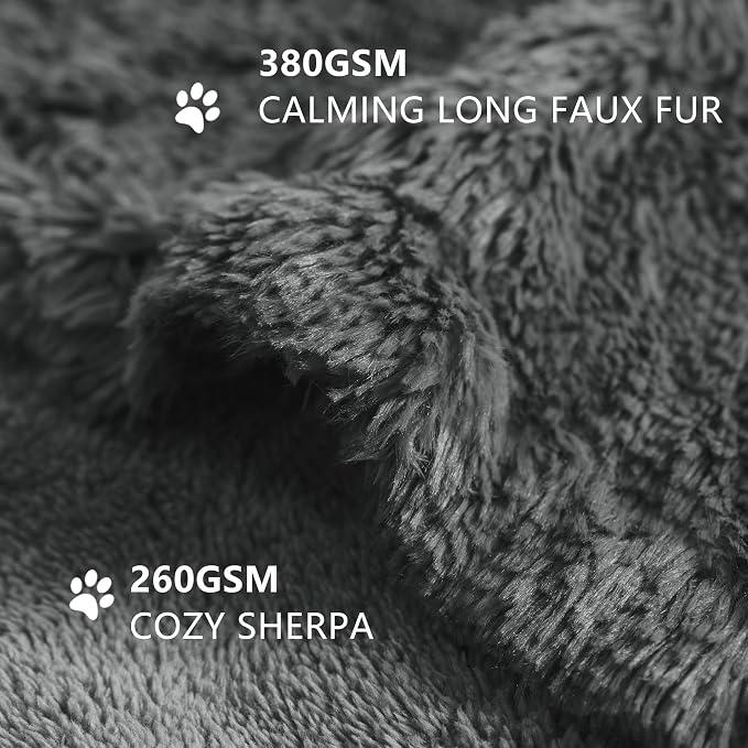 gogobunny Waterproof Dog Blanket for Couch & Furniture Protection - Super Soft Reversible Throw for Large Dogs & Cats, Calming Washable Fur & Sherpa Pet Blanket (60x80 Inch, Grey)