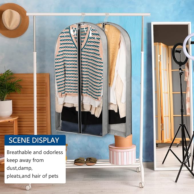 5 Pack 40" Garment Bags for Hanging Clothes Storage