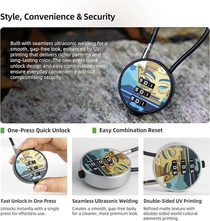Small Combination Padlock with 5.12 Inch Steel Cable, 3 Digit Combination Lock for Locker, Luggage, Backpack, Mini Combo Padlock, Short Cable Lock with Code for Suitcase, Cabinet, Toolbox