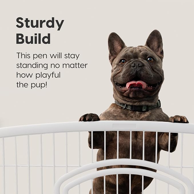 IRIS USA 4-Panel Dog Playpen, Pet Enclosure, Dark Gray | Safe Play Zone, Configurable Layout, Multi-Shape Setup, Custom Pen Configuration, Stable Non-Tip Base, Secure Door Latch