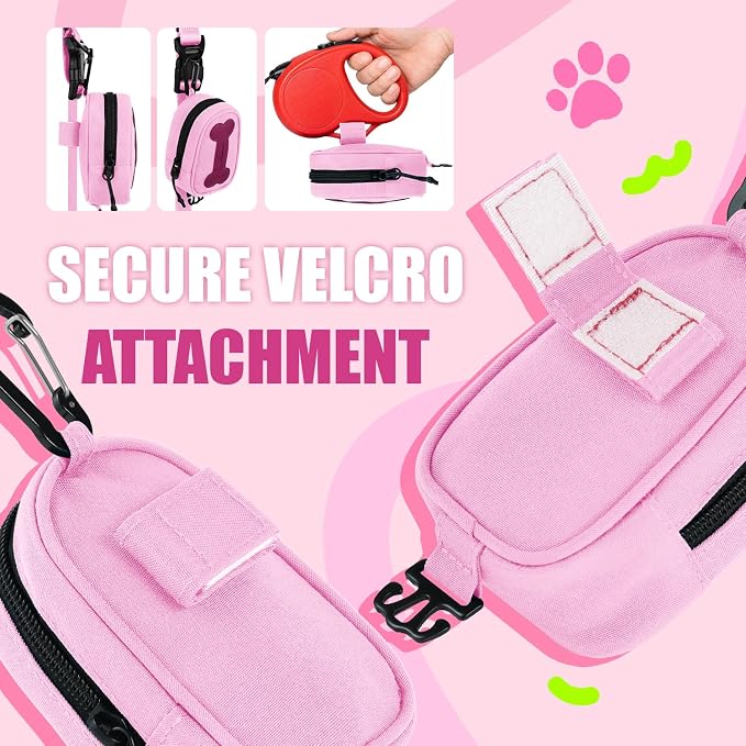 Dog Poop Bag Holder for Various Leashes,Hands Free Dog Bags Holder with Hook loop/Carabiner Clip,Bags Rolls Holder-Large Capacity,Dogs Walking,EXCLUDED
