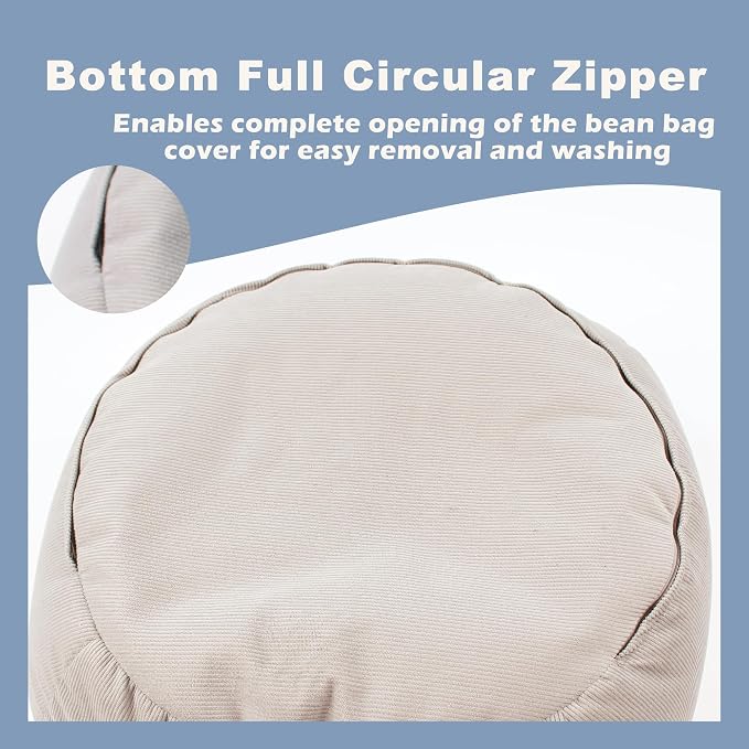 LPMOERA Stuffed Animal Storage Soft Bean Bag Chair Cover No Filler Blue | Skin-Friendly,Portable,Wide Easy-Load Opening,Hidden Zipper,Decorative Organizer