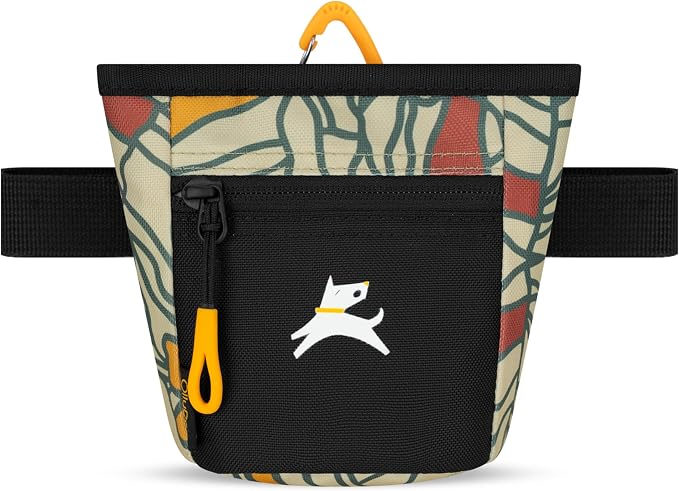 OllyDog, Goodie Treat Bag, Dog Treat Training Pouch | Magnetic Closure | 3 Ways to Wear | Hands-Free Waist Belt | Water-Resistant Recycled Vegan Fabric (Fiori)