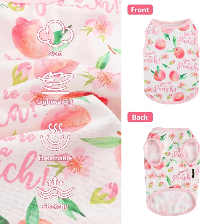 Dog Shirt Vest Dog Clothes for Small Dogs Boy Girl Stretchy Summer Puppy T-Shirts Soft Breathable Lightweight Puppy Sweatshirt Pet Cat Outfit (Peach, Small)