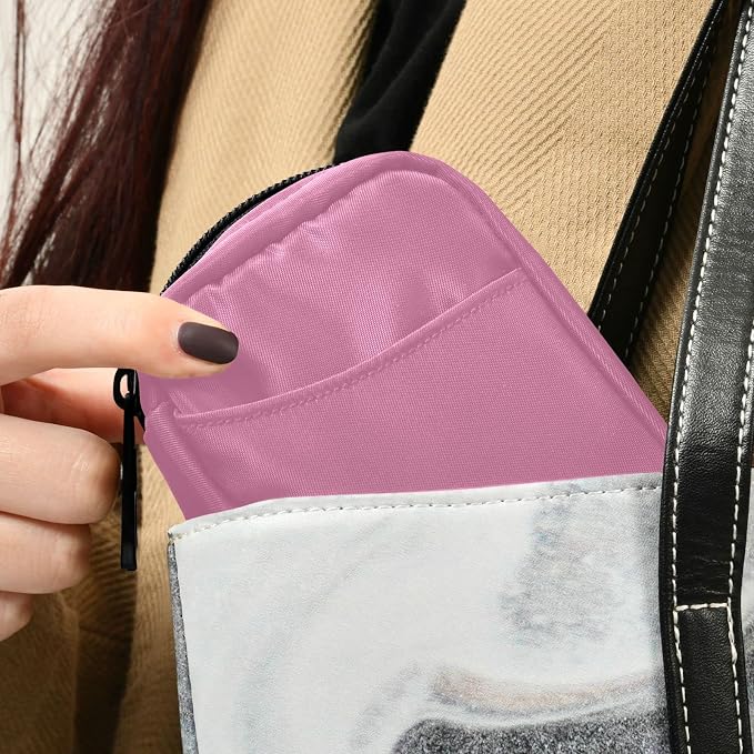 Pill Box 7 Day Pill Case Travel Pill Organizer Bag with Zipper Portable Weekly Case Compact Size for Vitamin Supplement Holder, Solid Color Pink