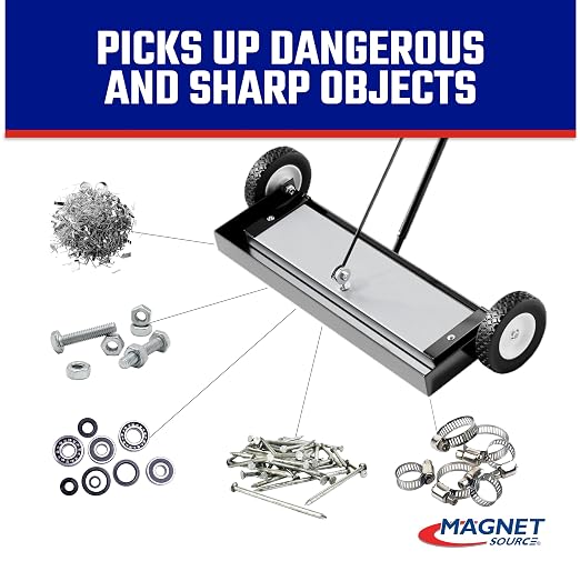 Master Magnetics Heavy Duty Magnetic Sweeper - Heavy Duty Push-Type with Release, 24" Sweeping Width, MFSM24RX