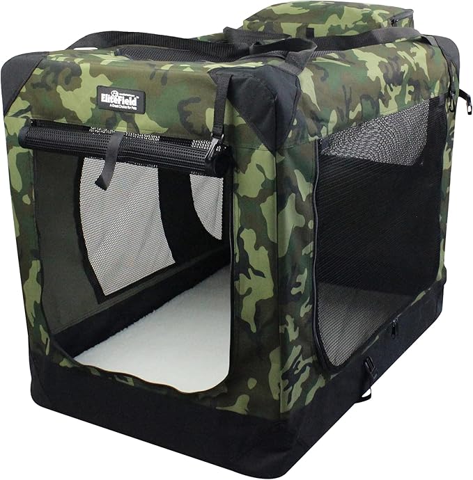 EliteField 3-Door Soft Dog Crate with Bed & Carrying Bag (2-Year Warranty) | 3 Mesh Doors, Steel Frame, Removable & Washable Crate Cover and Bed Cover, Storage Pockets, Indoor/Outdoor, Foldable