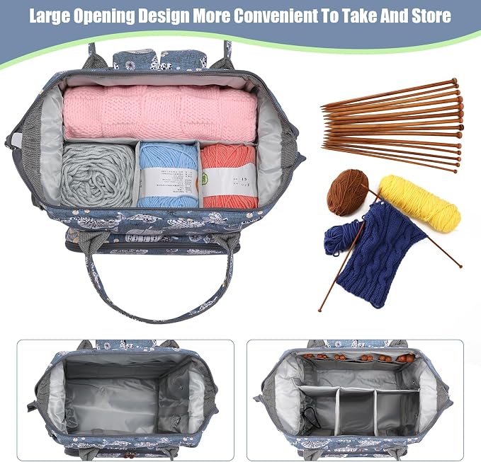 crochet bag,knitting bagBackpack and Tote Bag Storage Bag ，Large capacityYarn Storage Organizer Travel Crochet Bag Women Carrying Crochet Accessories Knitting Needles Crochet