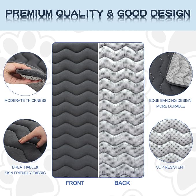 Bubble bear Dog Crate Mat - Upgraded Thick, Ultra Soft, Washable & Anti-Slip Kennel Pad for Small/Medium/Large Dogs, Dark-Hued to Hide Stains (42"x28")