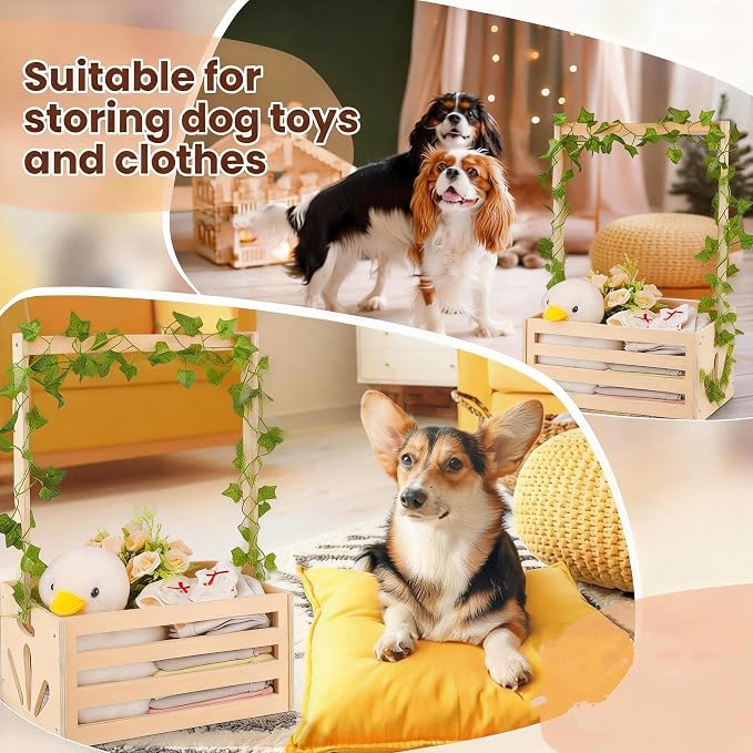 Wooden Dog Closet Pet Wardrobe Crate Box Baskets for Dog Cat Toys Clothes Accessories for New Parents Gifts Baby Pet Clothes Storage | Cat Toys Clothes Accessories for New Parents Gifts Baby Pet Clothes Storage