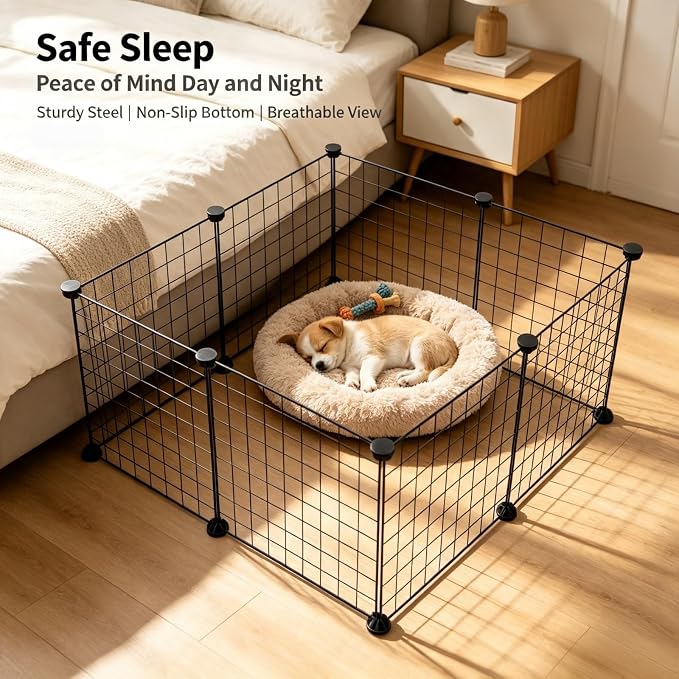 Modular Wire Pet Playpen Fence, 56x28x14 in, DIY Assembly | Rust Resistant, Indoor & Outdoor Use, No Tools Required, Small Animals, Portable Storage