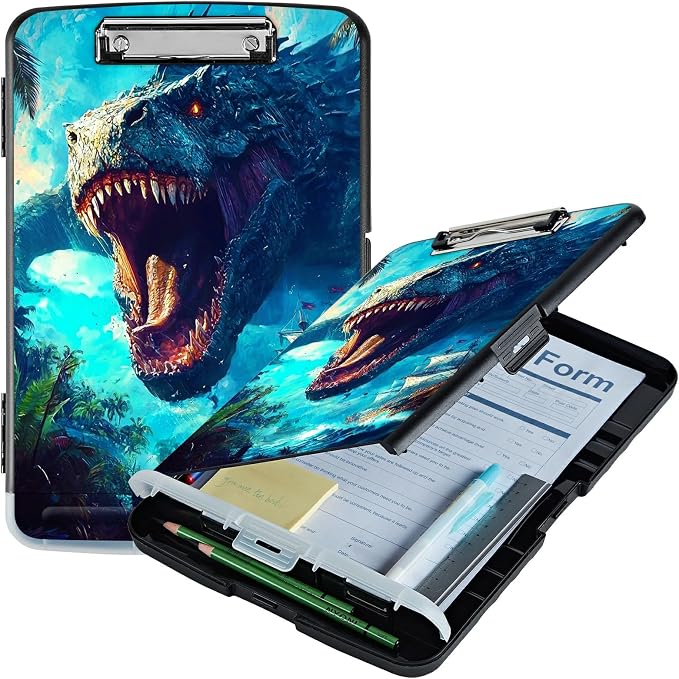 Ocean Dragon A4 Clipboard with Storage Pen Holder, Clipboards Organizer Nursing Clipboard Foldable File Folder Plastic Clipboard Folio Clip Board for Office Students Classroom Doctor