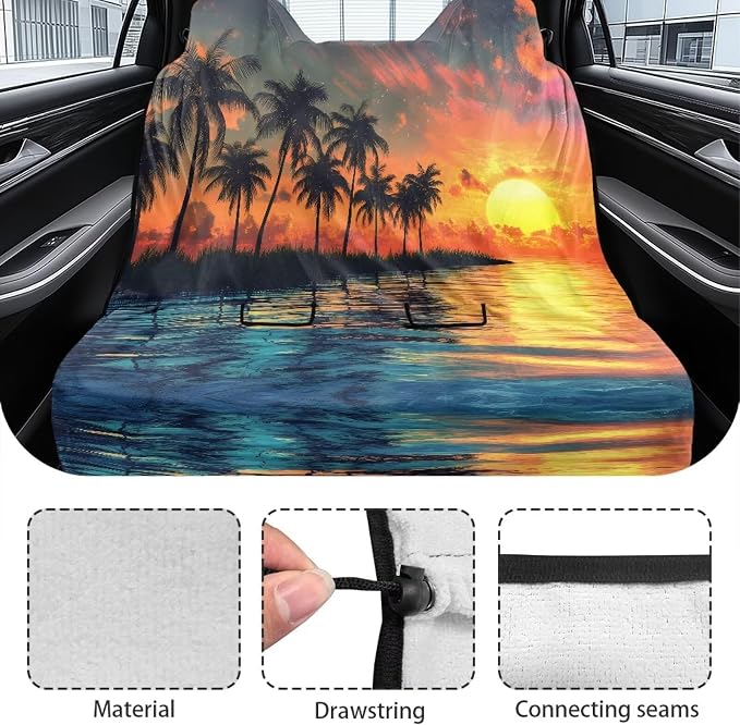 Renewold Pet Dog Car Back Seat Cover Car Seat Towel Cover with Storage Bag Auto Rear Bench Towel Blanket for Running Yoga Workout Sport Travel Automotive Interior Accessories Yellow Sunset