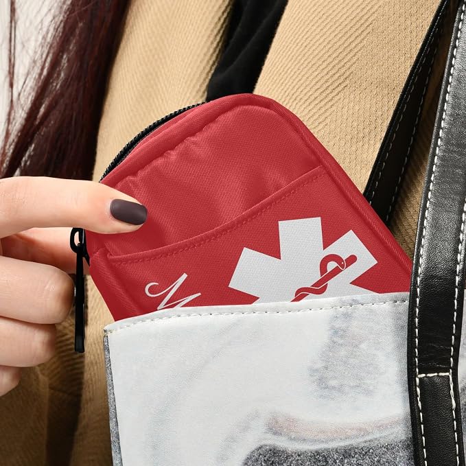Pill Organizer Medical Sign Pill Box 7 Day Pill Case Bag Travel Pill Organizer Bag with Zipper Portable Weekly Case Compact Size for Vitamin Supplement Holder