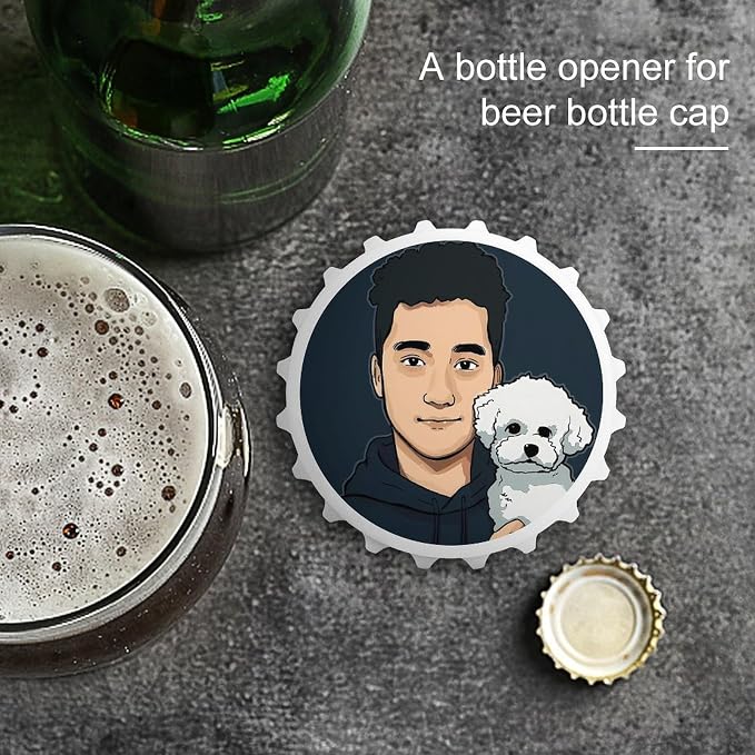 Pet & Figure Magnetic Bottle Opener for Fridge – 3.1 Inch Stainless Steel Beer Opener, Refrigerator Magnet with Strong Hold