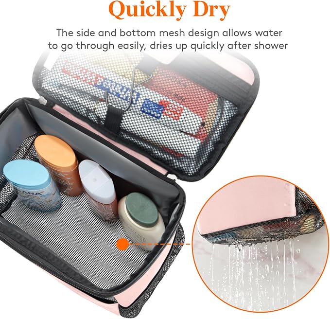 Lifewit Mesh Shower Caddy Bag Portable for College Dorm Room Essentials, Hanging Organizer Basket, Quick Dry Tote Bag for Camping, Bathroom, Beach, Travel, Medium, Pink | Portable, Quick Dry, College Dorm Room Essentials, Tote Bag for Toiletry, Bathroo...