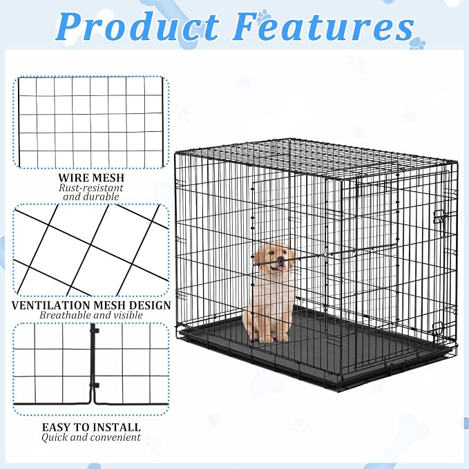 4PCS Dog Crate Divider Panel with Ties 13.7 x 13.7 Inch Adjustable Metal Pet Kennel Divider Adjustable Width up to 27''(Dog Crate NOT Included)