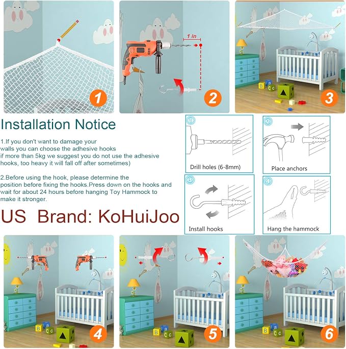Toy Hammock for Stuffed Animals, Stuffed Animal Hammock Net Jumbo Plush Toy Storage Cornet Net 70" Wall Sling Large Teddy Bear Storage Organizer White
