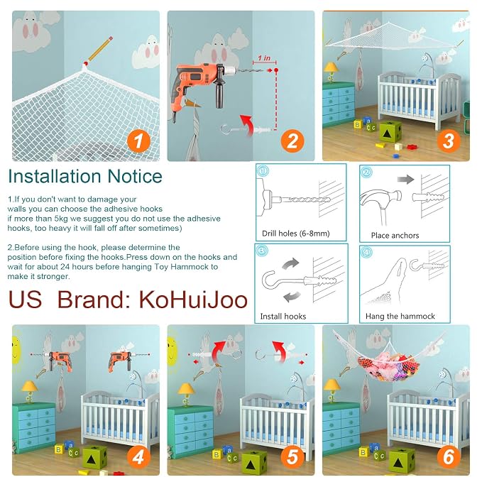 Toy Hammock, Stuffed Animals Hammock, Jumbo Toy Storage Net 83" Wall Sling Corner Extra Large Kids Children Mesh Toy Net Organizer (White, 83 Inch)