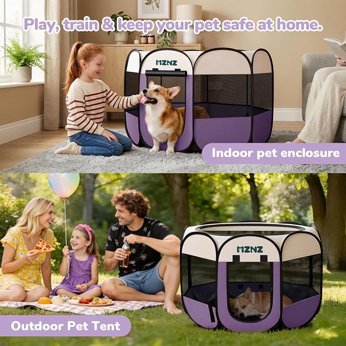 Dog Cat Small Animal Puppy Playpen Crate, Medium, Purple