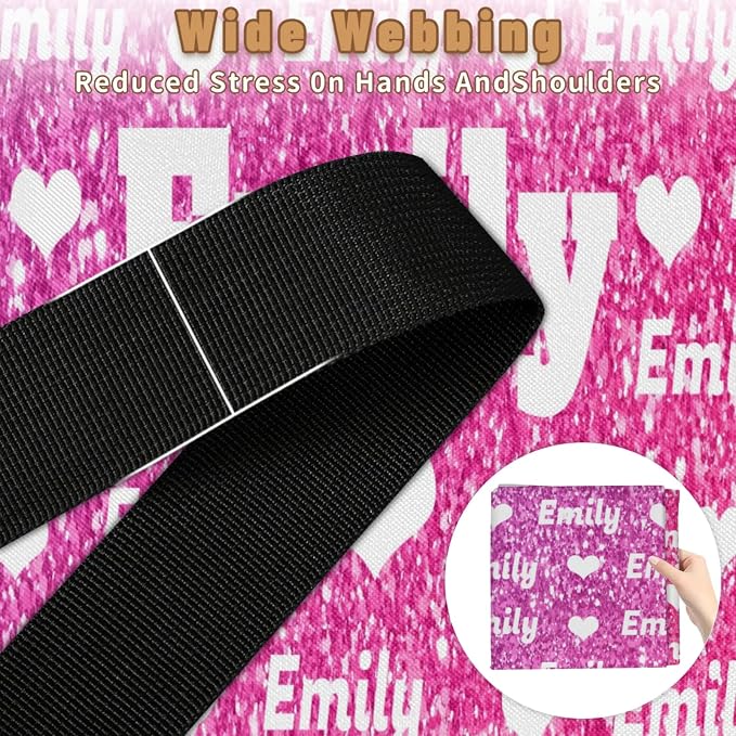 Custom Comforters Storage Basket with Lid, Personalized Name Large Organizer Bin for Pet/Children Toys, Books, Clothes, Perfect for Rooms/Playroom, Water Pink Glittering with Love Hearts