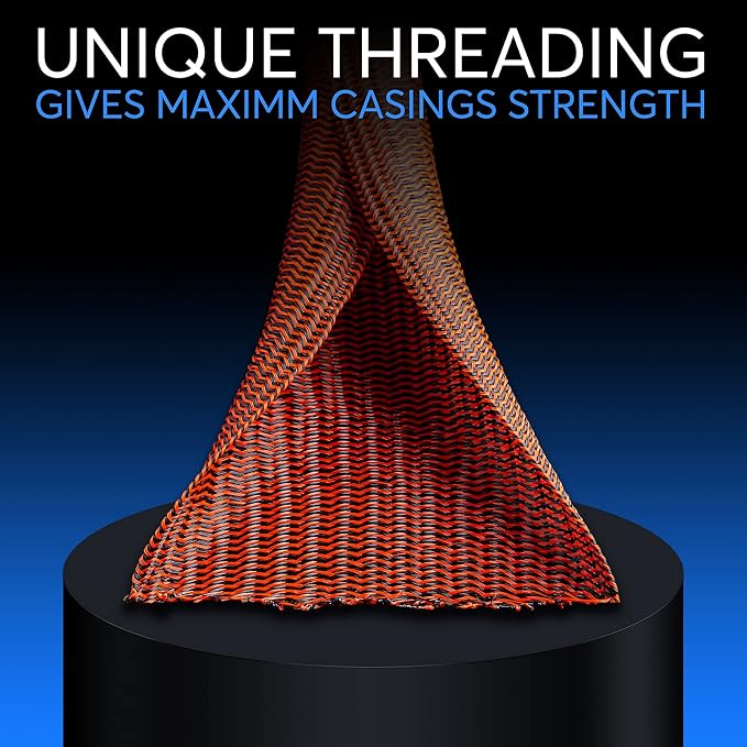 Maximm Cable Management Wire Loom 25ft 1/2 Inch Black and Orange Split Cord Protector
