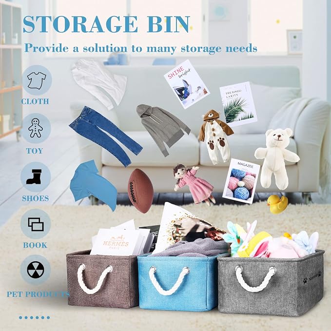 Dog Toy Storage Basket/Bin with Personalized Embroidered Pet Name - Collapsible Pet Storage Bins Rectangle Organizer Basket for Dog Toys, Clothing, Blankets, Food & Accessories (large, Pink)