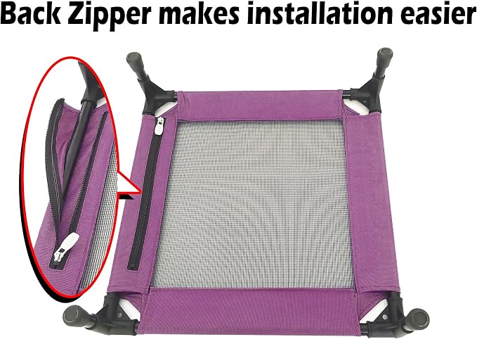 Pozico Elevated Pet Bed with Breathable Mesh for Small Cat and Dog, Raised Cooling Pet Cot for Puppy and Kitty, 18.9x18.9 inch (Purple Bed)