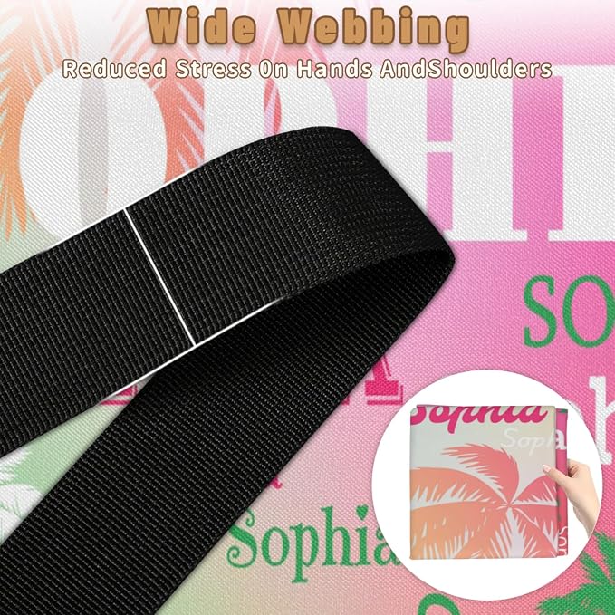 Custom Name Large Storage Bin with Lid, Personalized Storage Basket with Zippers Comforters, Blankets, Bedding Closet Shelf Baskets, Green Pink Tropical Palm Trees Gradient Pink Green Background