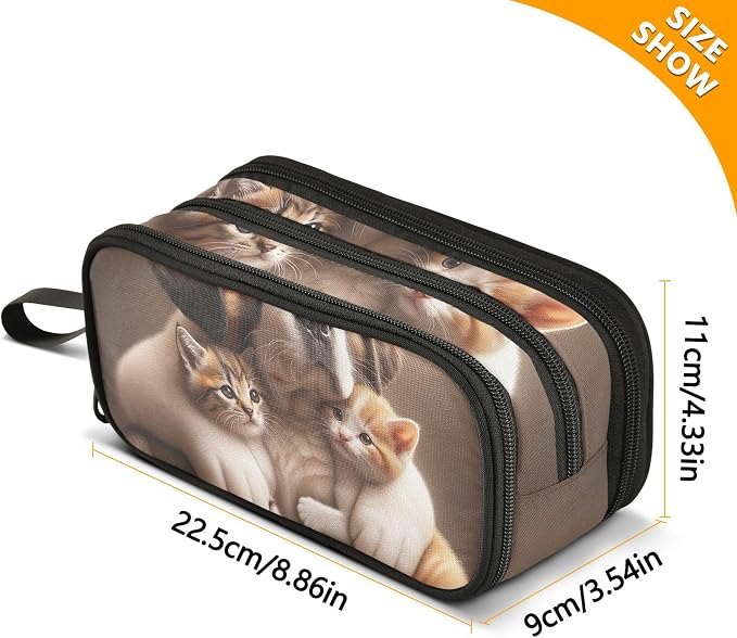 Cute Dog Pet Kitten Cat Pencil Case Zipper Pouch Large Cute Pen Pouch for Girls Office Pencil Storage Bags Stationery Kids Organizer School Supply