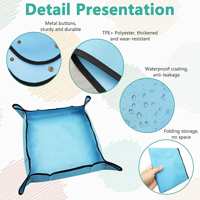 BNOSDM Travel Litter Box for Cats Foldable Litter Boxes Kit Portable Litterbox with Scoop Bowl Waterproof & Non-Stick for Hotels, Outings, Temporary Stays, Car, Plane (Blue)