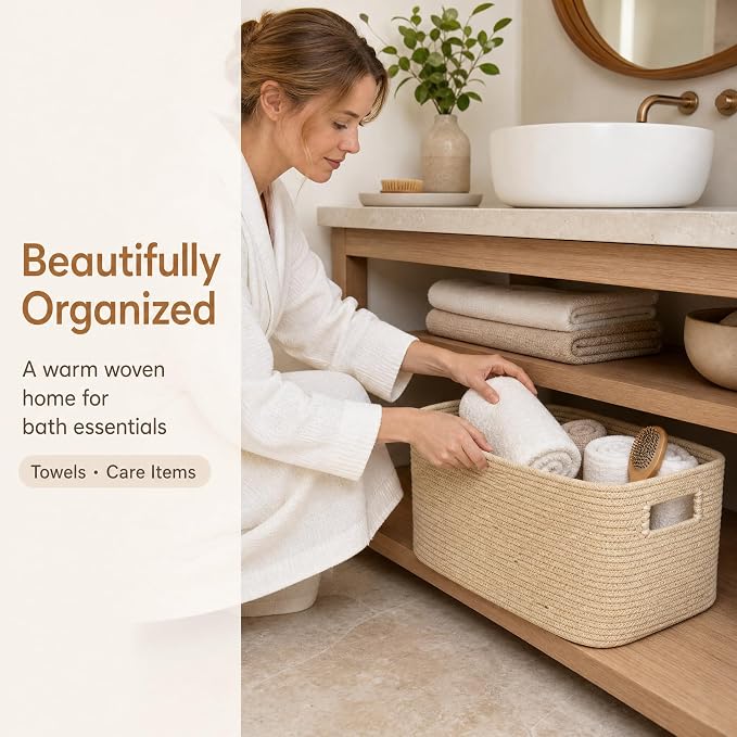 12.8GAL Small Cute laundry basket for nursery, Boho Square storage basket for Living Room Decor, Kids Girls Boys Toys Stuffed Animal Decorative Short Hamper for Dirty Clothes, Bath Towel,Shoes Oatmeal