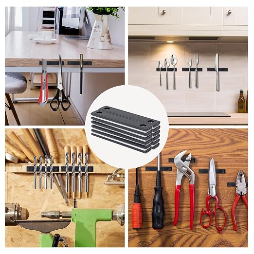 Rectangular Pot Magnets Heavy Duty with Countersunk Hole, Strong Neodymium Industrial Strength Rare Earth Magnets with Screws (12P, Black)