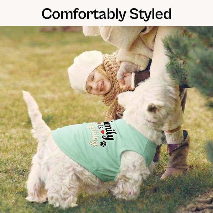 Parisian Pet Dog Shirt – 100% Cotton Shirts for Medium Dogs – Blue Sleeveless Puppy Clothes – Lightweight and Breathable Dog Apparel – Family is Everything Dogs Clothes - Stretchy Pet T Shirts