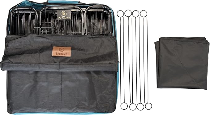 PJYuCien Puppy Playpen Plus Storage Bage with Bottom, 8 Panels 24" H | Heavy Duty, Dog Fence for Small Dogs, Foldable Square Pen, Indoor, Outdoor, Backyard Pasture, Camping, Protects Floors