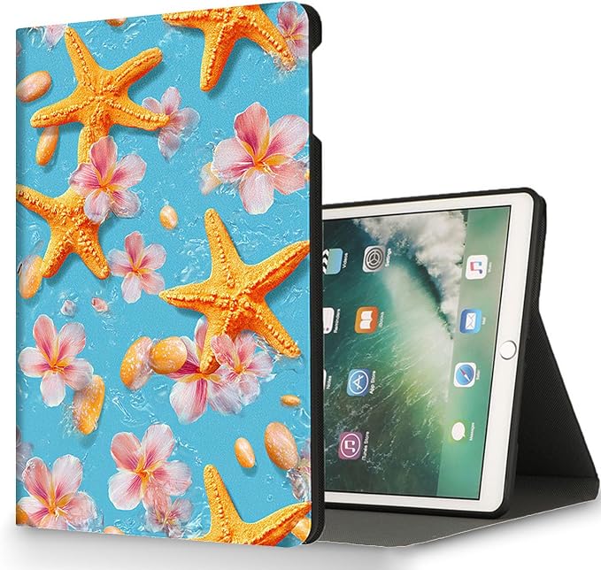 for Microsoft Surface Pro 8-13" 2021 Tablet Case,Auto Wake/Sleep,Adjustable Stand Protective Cover - Starfish Flower Ocean Style
