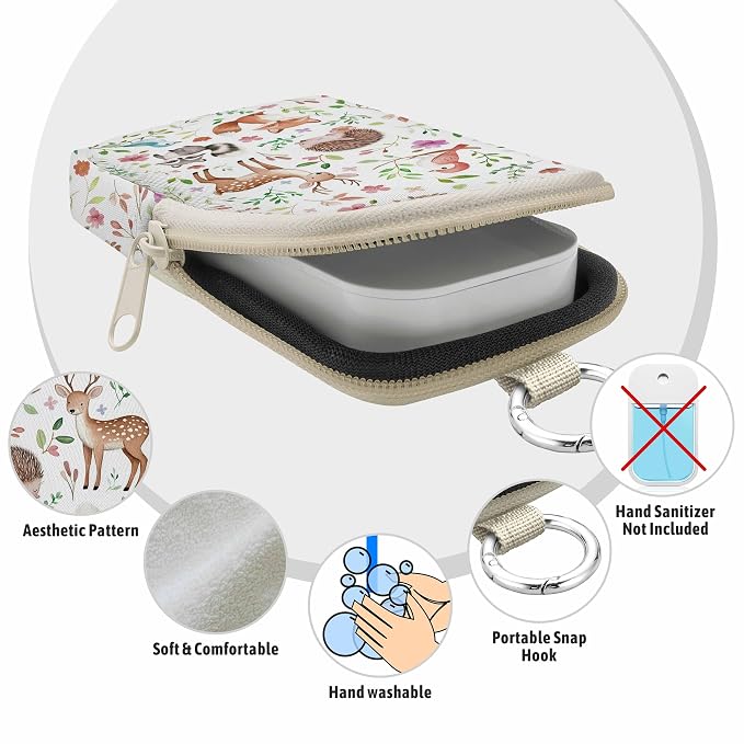 Hand Sanitizer Holder, Animal Spray Case Zippered Pouch | Keychain, Travel Size, Cute Fashion Accessory with Snap Hook, for Glow Mist and Power Mist 1FL OZ, Mini Small Pocket Clip on